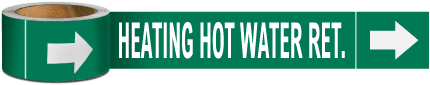 Heating Hot Water Ret Pipe Marker on a Roll