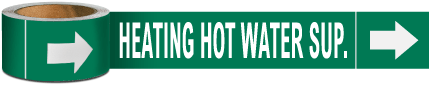 Heating Hot Water Sup Pipe Marker on a Roll
