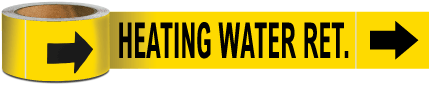 Heating Water Ret. Pipe Marker on a Roll