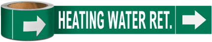 Heating Water Ret. Pipe Marker on a Roll