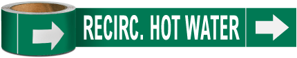 Recir. Hot Water Pipe Marker on a Roll