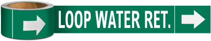Loop Water Ret. Pipe Marker on a Roll