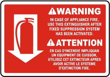 Bilingual Warning In Case of Appliance Sign