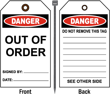 Danger Out Of Order Tag