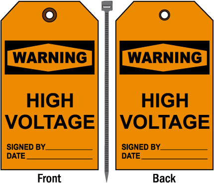 Warning High Voltage Tag