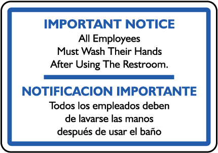 Bilingual Must Wash Hands Sign