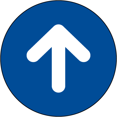 Blue Directional Arrow Floor Sign