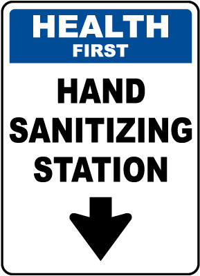 Health First Hand Sanitizing Station Down Arrow Sign