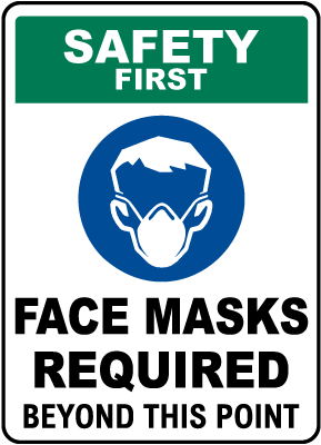 Safety First Face Masks Required Beyond This Point Sign