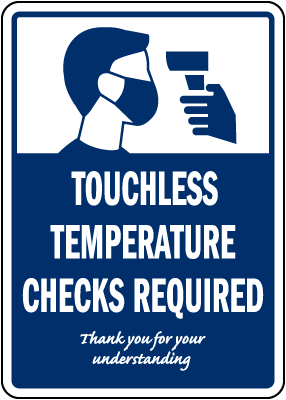 Touchless Temperature Checks Required Sign