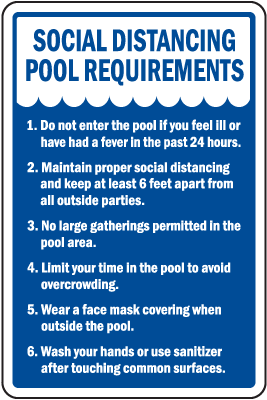Social Distancing Pool Requirements Sign