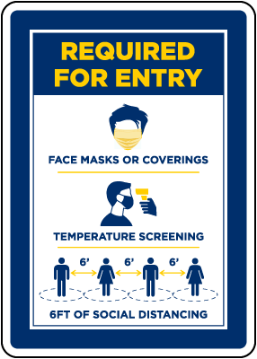 Face Mask/Covering Required For Entry Sign