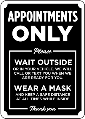 Appointments Only Black Sign