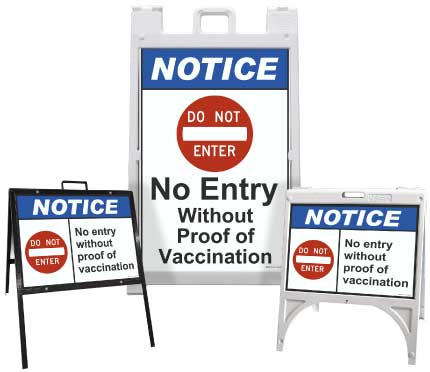 Notice No Entry Without Proof of Vaccination Sandwich Board Sign
