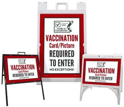 Vaccination Card/picture Required to Enter Sandwich Board Sign