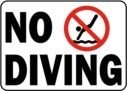 California No Diving Sign