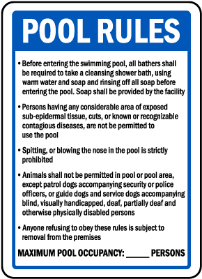 Colorado Pool Rules Sign
