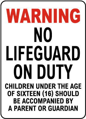 Delaware No Lifeguard Sign