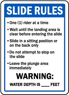 Indiana Pool Slide Rules Sign