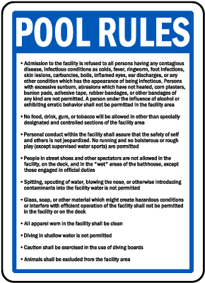 Kentucky Pool Rules Sign