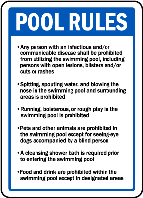 Rhode Island Pool Rules Sign