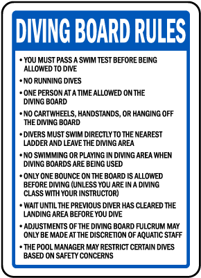 Washington Diving Board Rules Sign