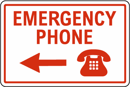 Emergency Phone Left Arrow Sign