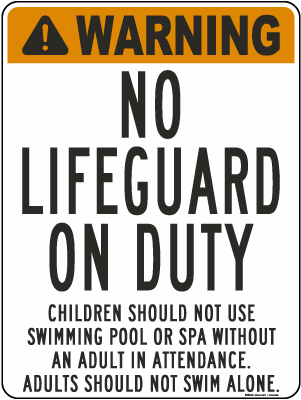 Michigan Warning No Lifeguard On Duty Sign