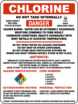 Virginia Chlorine Hazardous Warning Sign
