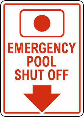 Alaska Emergency Pool Shut Off Sign