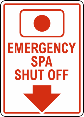 West Virginia Emergency Spa Shut Off Sign