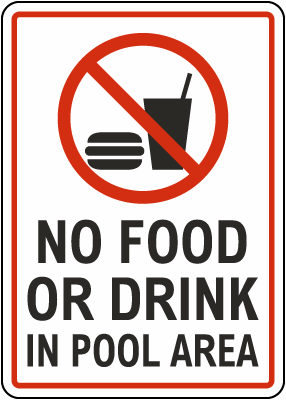West Virginia No Food Or Drink In Pool Area Sign