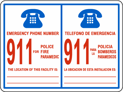 Illinois Bilingual Emergency Phone Sign