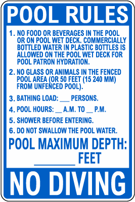 Florida Pool Rules Sign