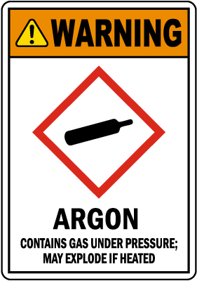 Warning Argon GHS Sign