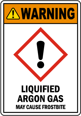Warning Liquified Argon Gas GHS Sign