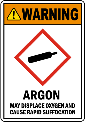 Warning Argon GHS Sign