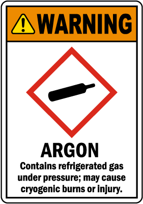 Warning Argon GHS Sign