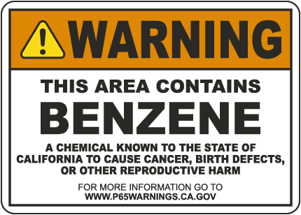 Warning This Area Contains Benzene Sign