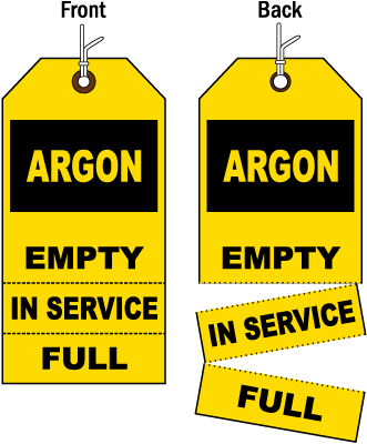 3-Part Argon Cylinder Status Tag