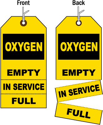 3-Part Oxygen Cylinder Status Tag