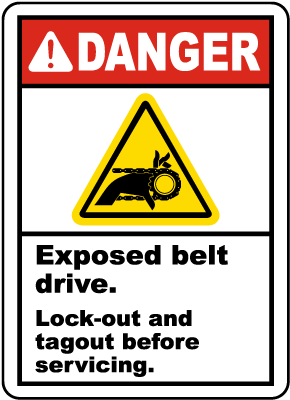 Exposed Belt Drive Lock-Out Label