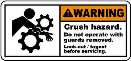 Crush Hazard Lock-Out Tagout Label