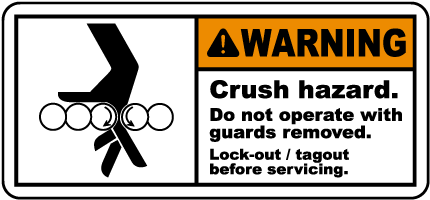 Crush Hazard Lock-Out Tagout Label