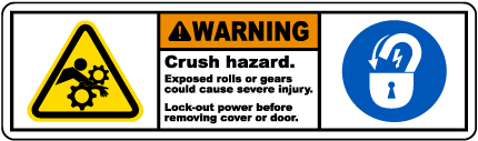 Crush Hazard Lock-Out Tagout Label