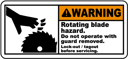 Warning Rotating Blade Hazard Label
