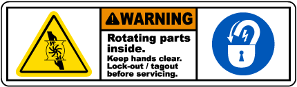 Rotating Parts Inside Lock-Out Label