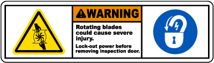 Rotating Blades Lock-Out Tagout Label