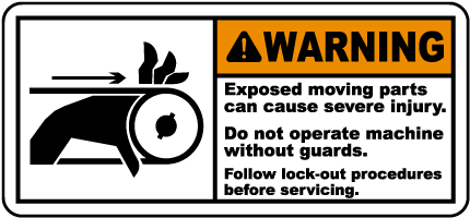 Exposed Moving Parts Lock-Out Label