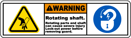 Rotating Shaft Lock-Out Tagout Label